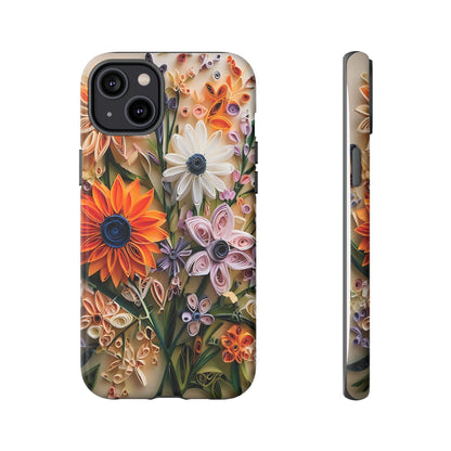 Intricate Quilled Floral Artwork In Vibrant Colors phone case design.