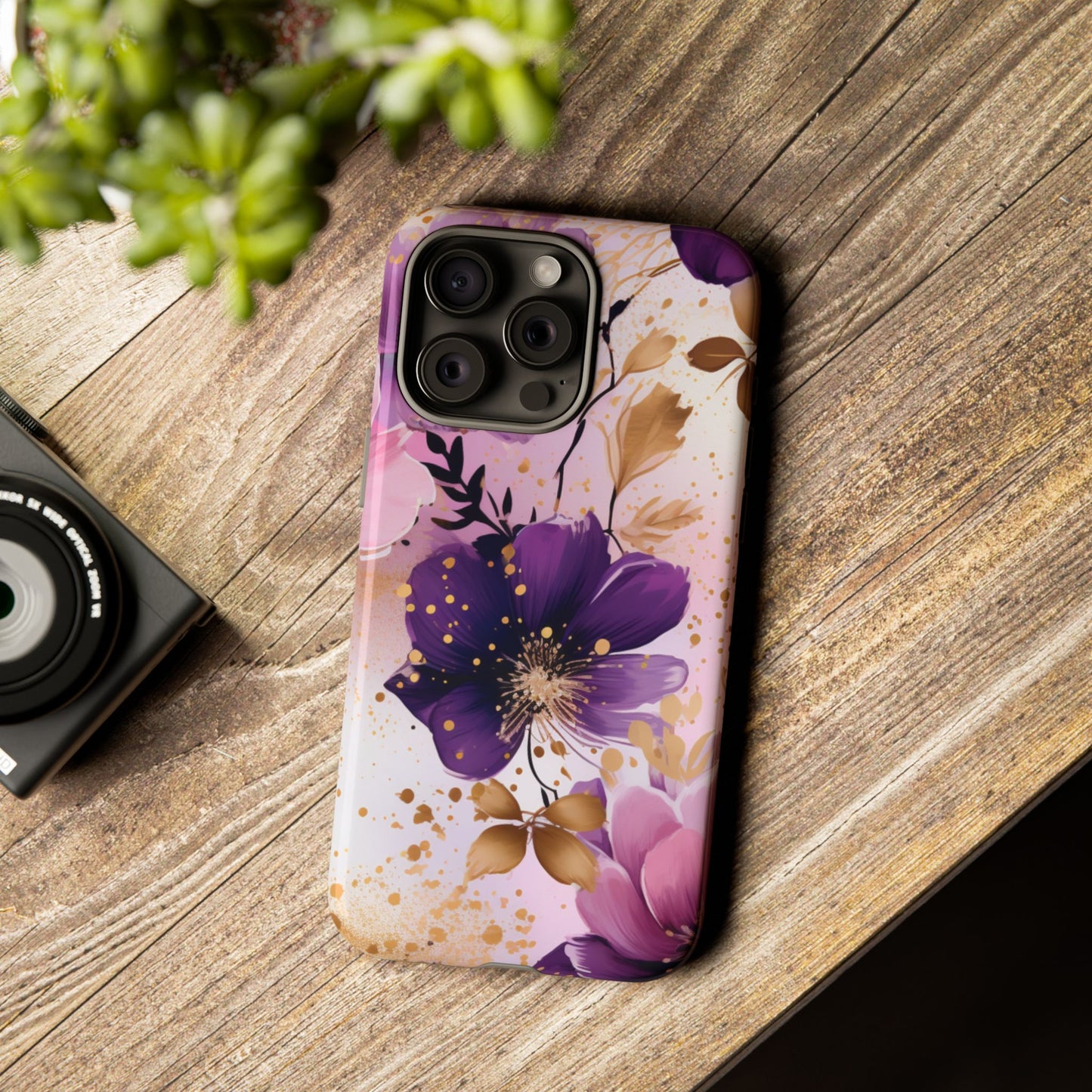 Luxury Purple & Gold Floral Aesthetic Mobile Case