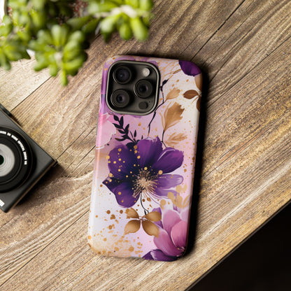 Luxury Purple & Gold Floral Aesthetic Mobile Case