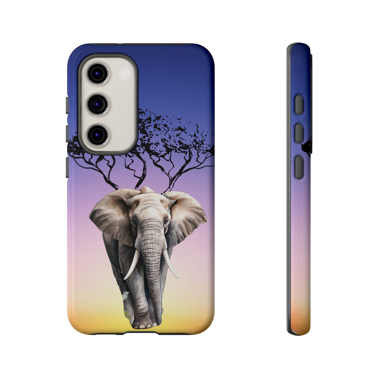 Surreal Elephant Tree Mobile Cover – Dreamy Sunset Fantasy