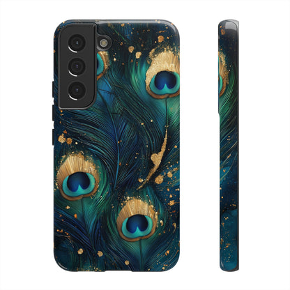 Elegant Peacock Feather Luxe Phone Case for iPhone, Samsung & Google Pixel