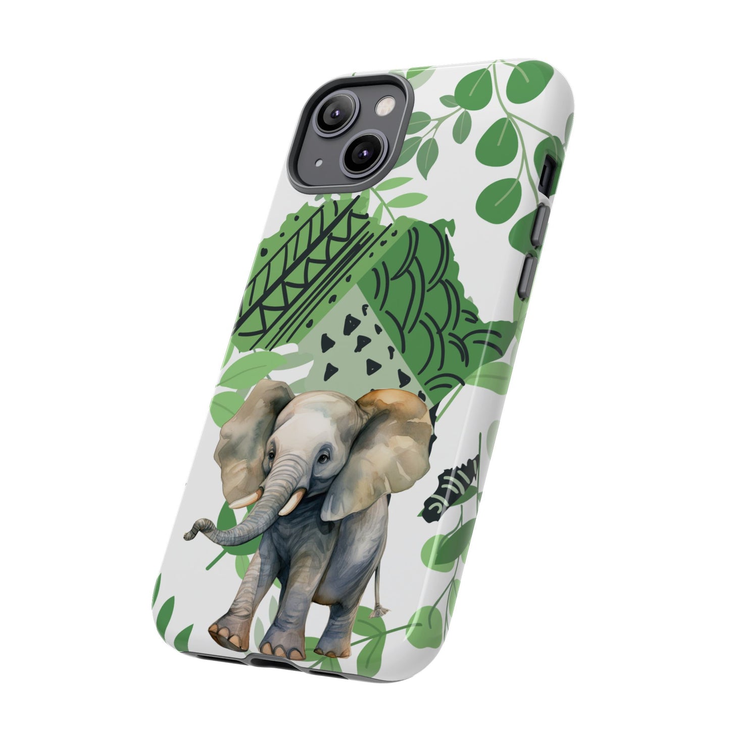 Playful Baby Elephant Mobile Cover – Tropical Boho Art