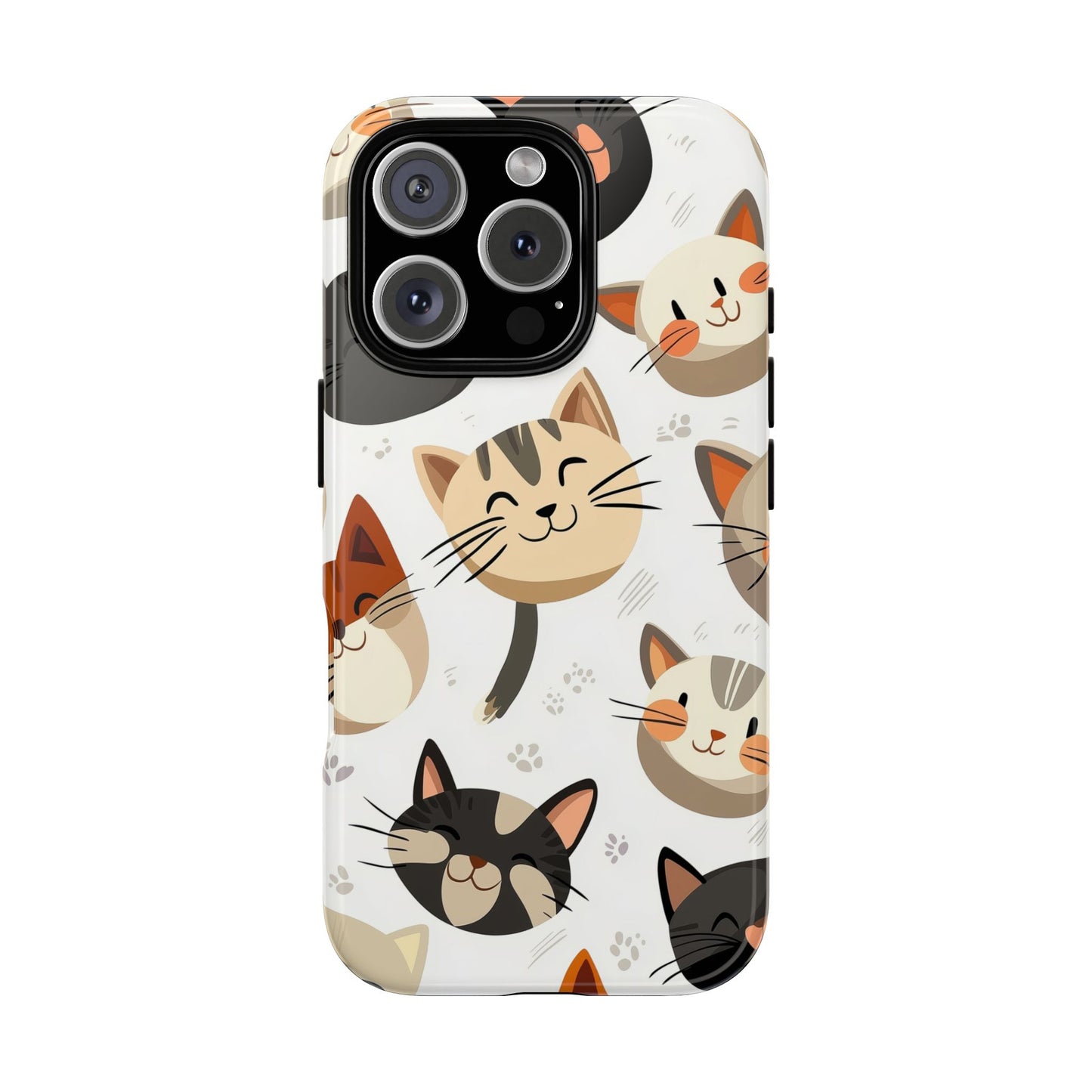 Cute Cat Faces Phone Case – Kawaii Anime Style for iPhone, Samsung & Google Pixel, Fun and Playful Cat Design