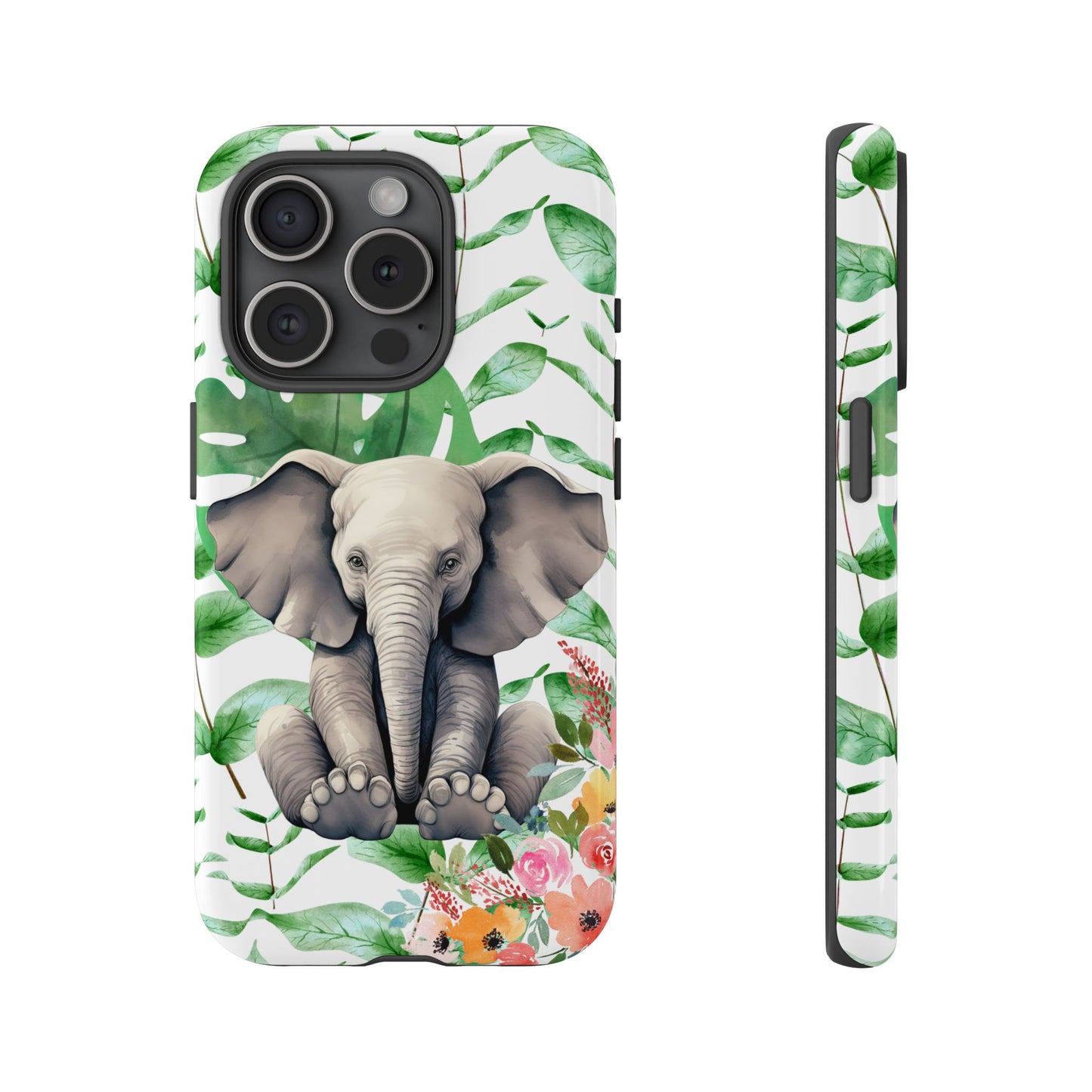 Cute Baby Elephant Mobile Cover – Floral & Tropical Aesthetic