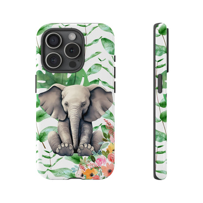 Cute Baby Elephant Mobile Cover – Floral & Tropical Aesthetic