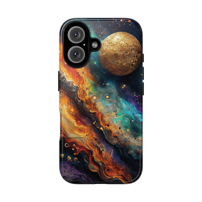 Cosmic Abstract Artwork With Dynamic Swirling Fluid Patterns phone case design.