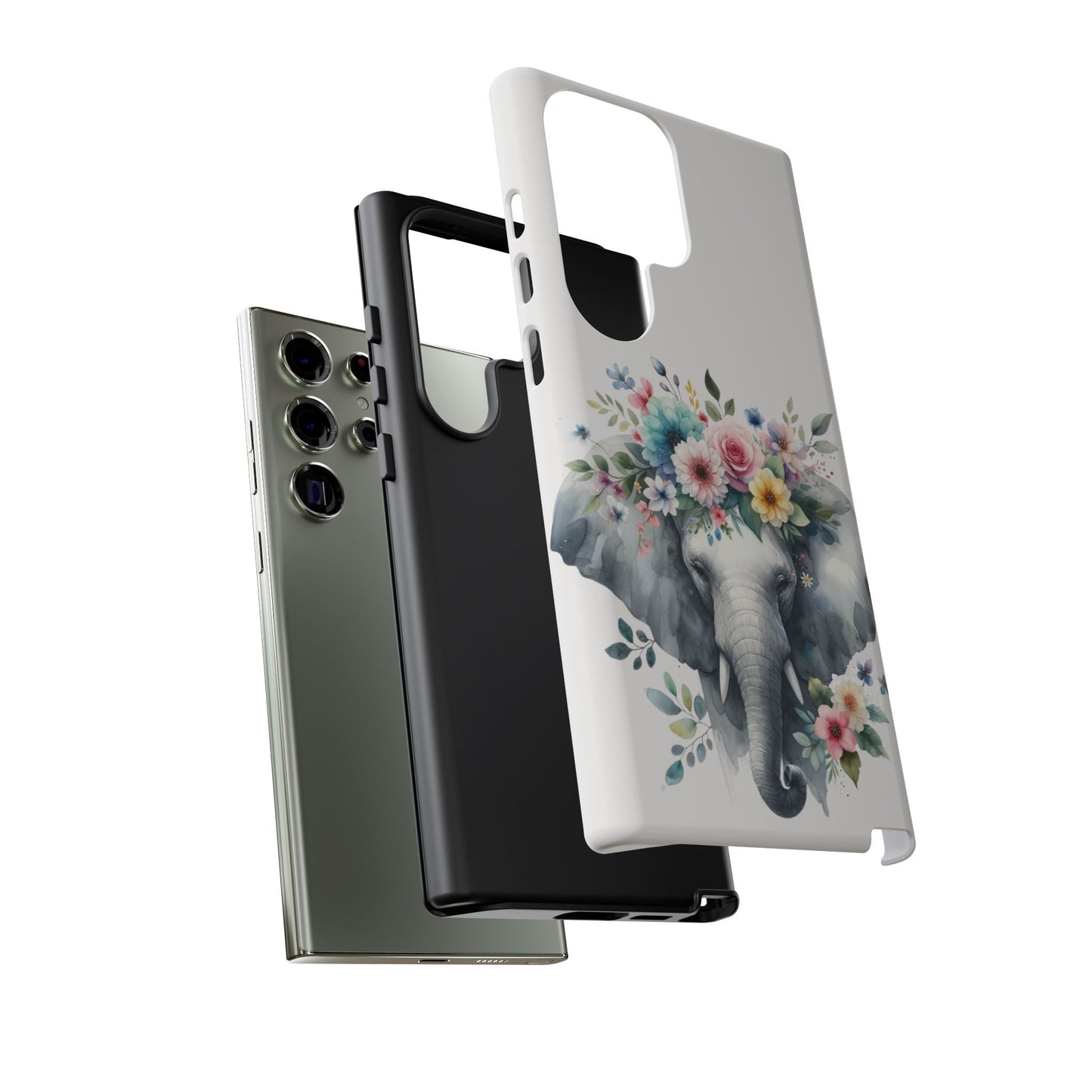 Floral Crown Elephant Mobile Cover – Elegant Watercolor Art