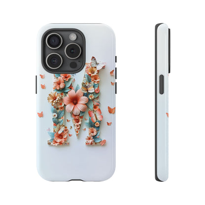 Floral Letter M Phone Case – Personalized Aesthetic Cover for iPhone, Samsung & Google Pixel