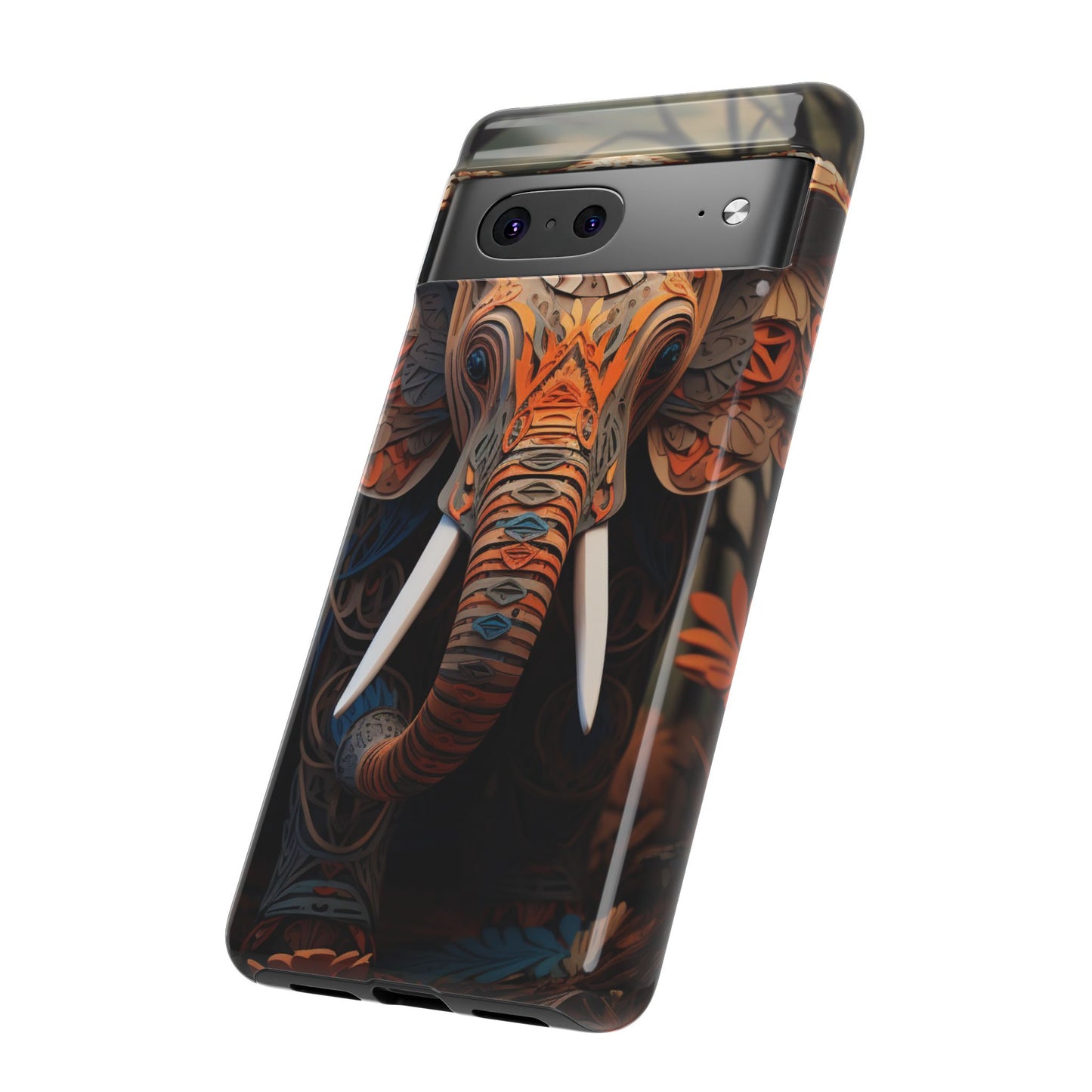Elegant Artistic Elephant Mobile Cover – Intricate Paper-Cut Design