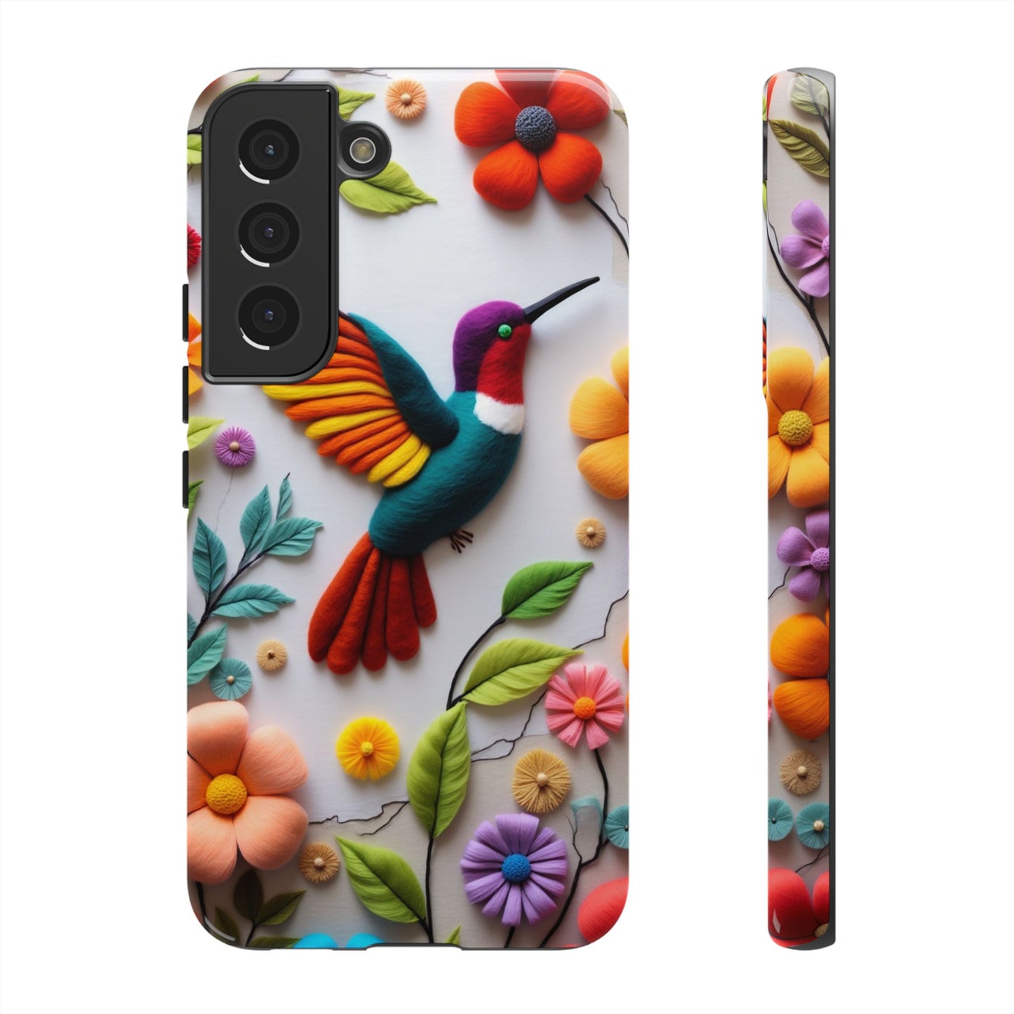 Embroidered Hummingbird with Floral Design | Nature's Elegant Stitch | iPhone 16 Pro