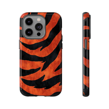 Fiery Orange & Black Tiger Stripes Phone Case for iPhone, Samsung & Google Pixel