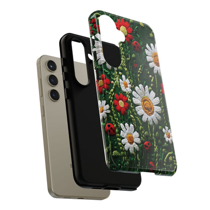 Knitted Pattern With Diamonds And Festive Motifs On Navy phone case design.