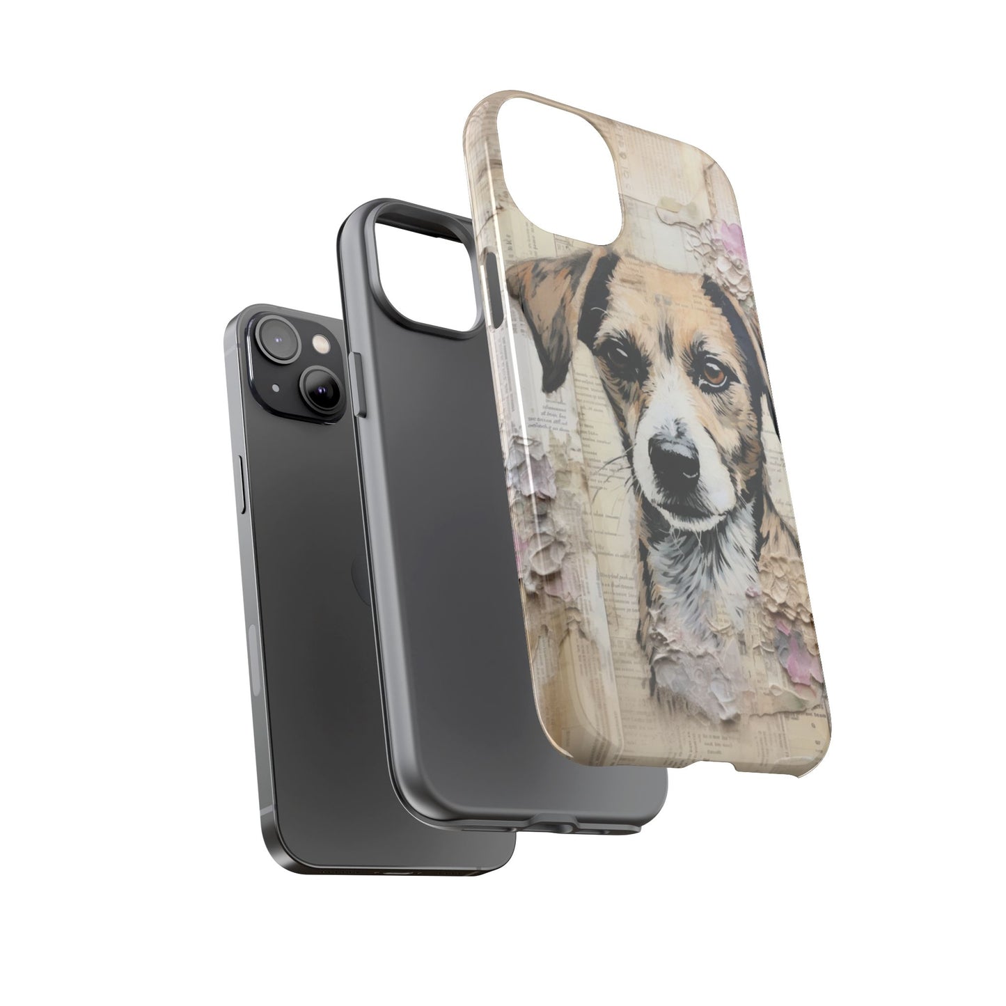Vintage Collage Dog Portrait Mobile Cover – Artistic Mixed Media Design