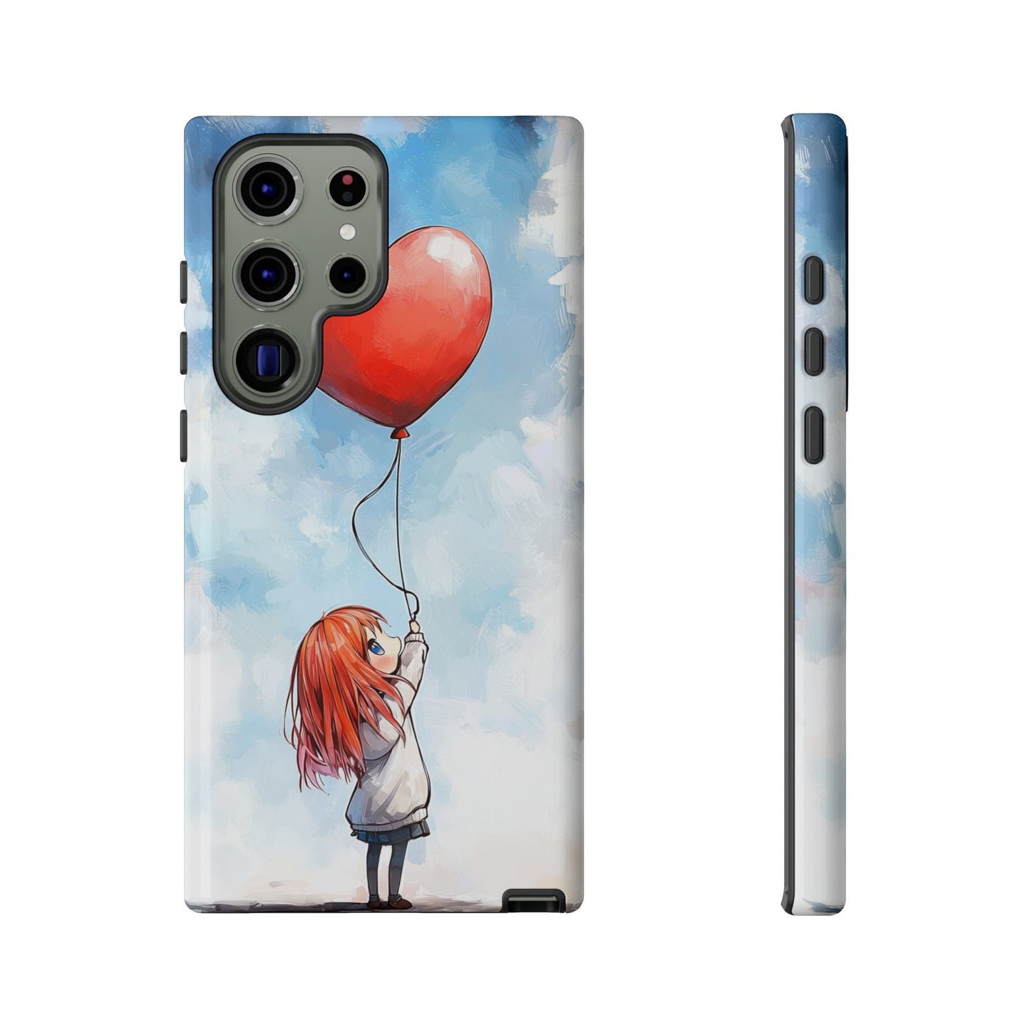 Anime Girl with Heart Balloon Phone Case – Cute & Inspirational Design for iPhone, Google Pixel & Samsung