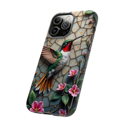 Vivid Hummingbird with Blossoming Branches | Artistic Mosaic Style