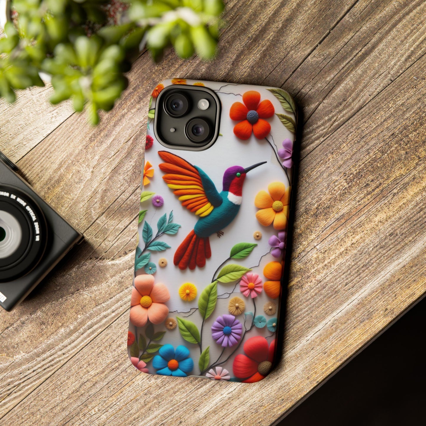 Embroidered Hummingbird with Floral Design | Nature's Elegant Stitch