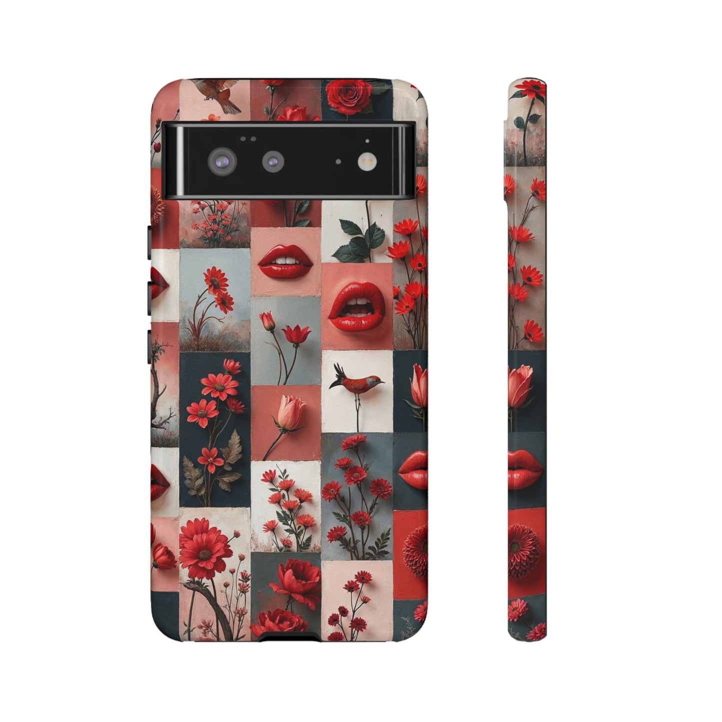 Red Flowers & Lips Collage Phone Case