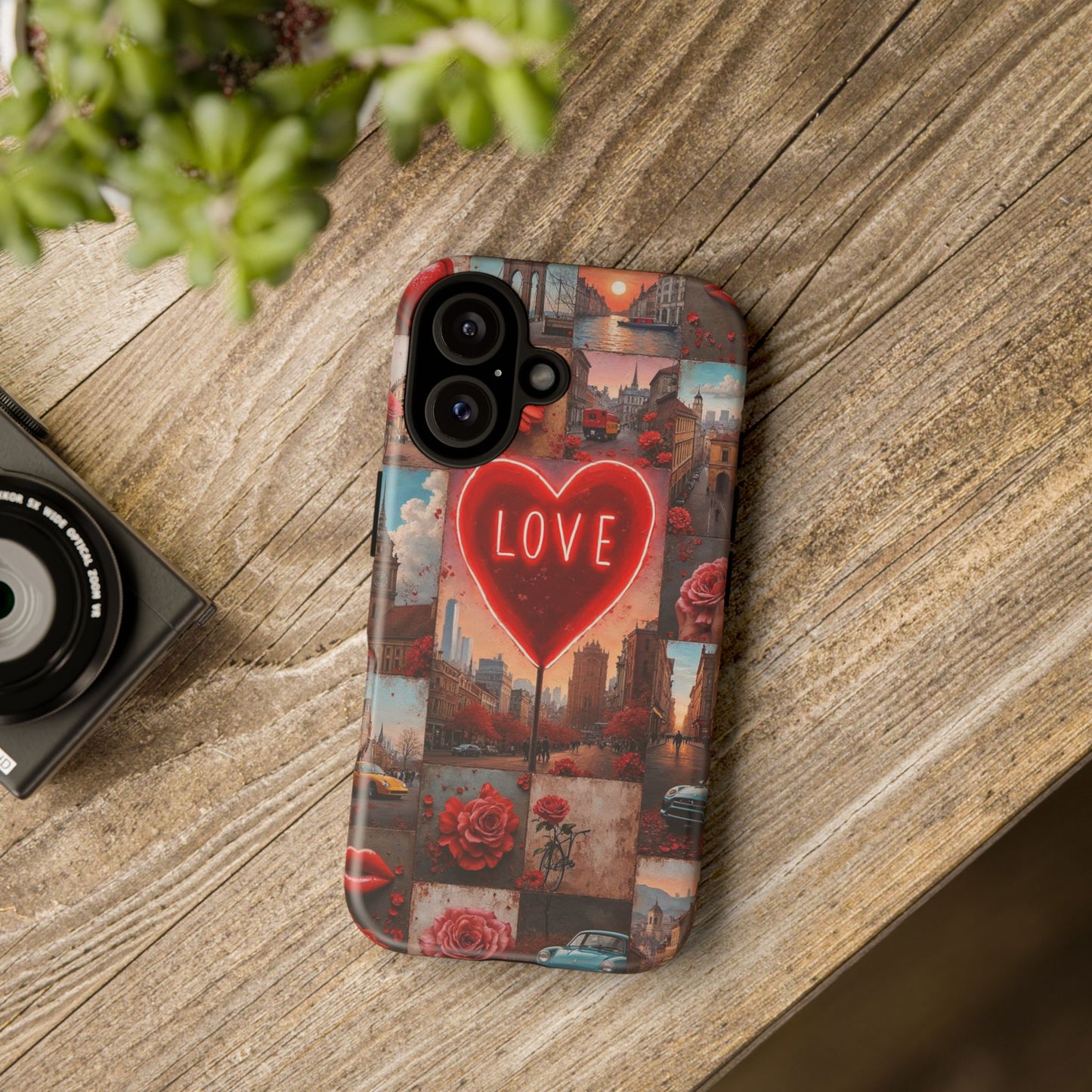 Neon Love Heart & Rose Phone Case