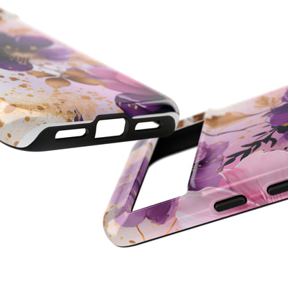 Luxury Purple & Gold Floral Aesthetic Mobile Case