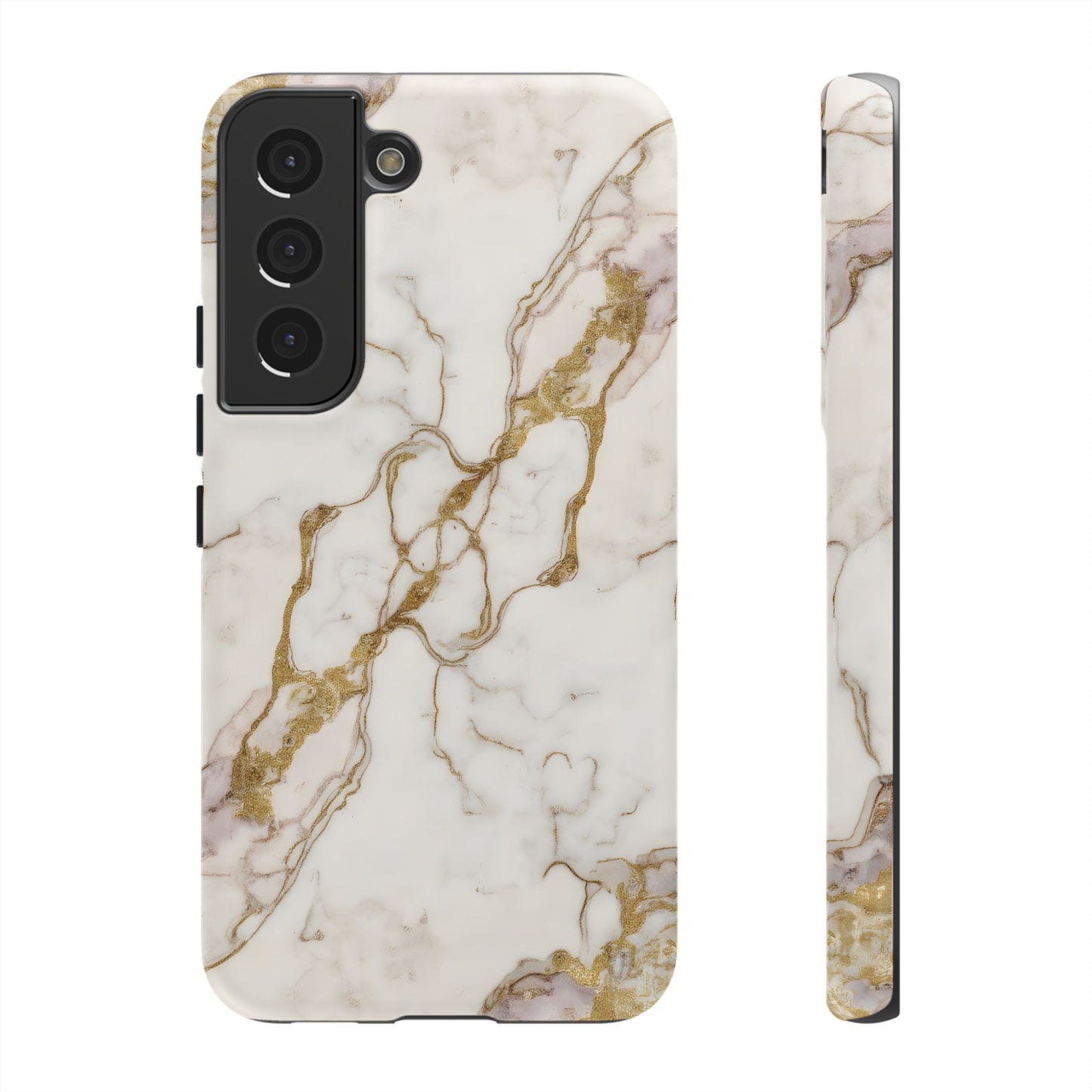 Elegant White and Gold Marble Case Design