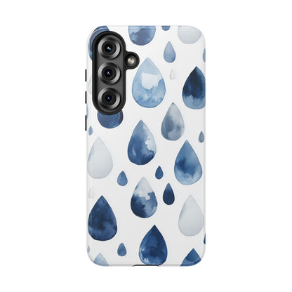 Indigo Rain Drops Watercolor Phone Case for iPhone, google Pixel & Samsung