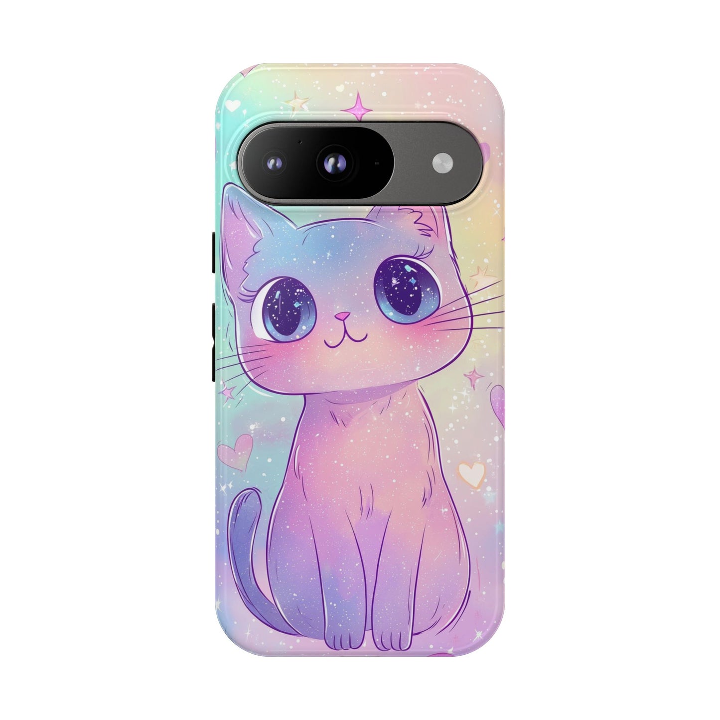 Cosmic Cat Phone Case – Sparkly Anime Aesthetic for iPhone, Google Pixel & Samsung