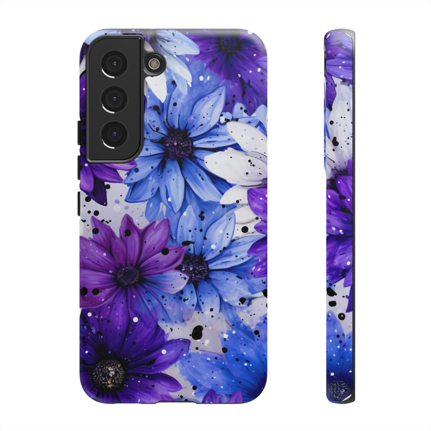 Blue & Purple Floral Splash Mobile Cover – Elegant Artistic Flowers