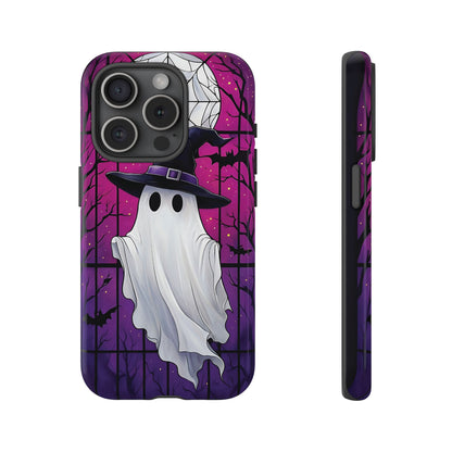 Stylized Halloween Illustration of a Ghost in Stained Glass  phone case design.