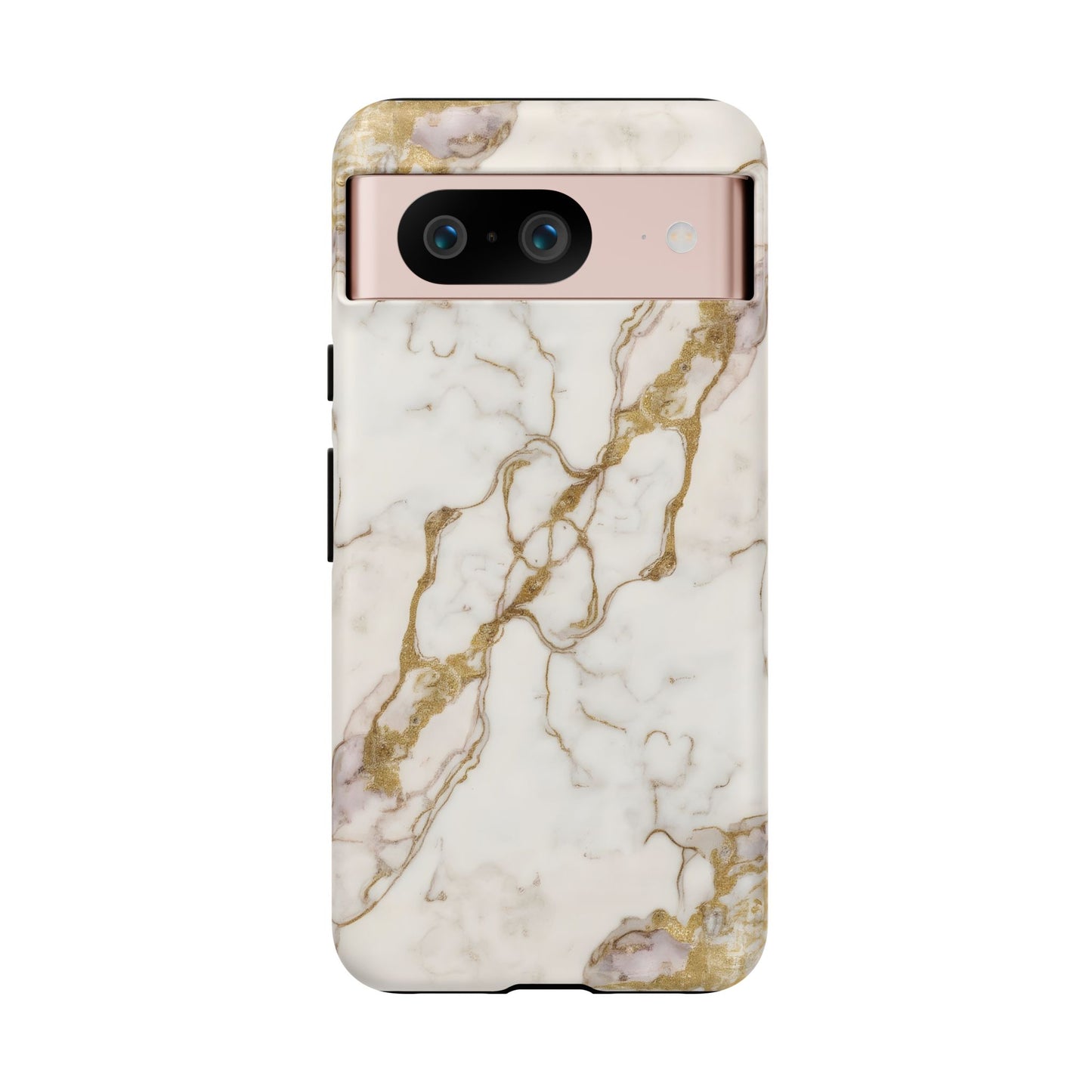 Elegant White and Gold Marble Case Design