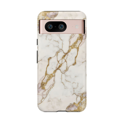 Elegant White and Gold Marble Case Design