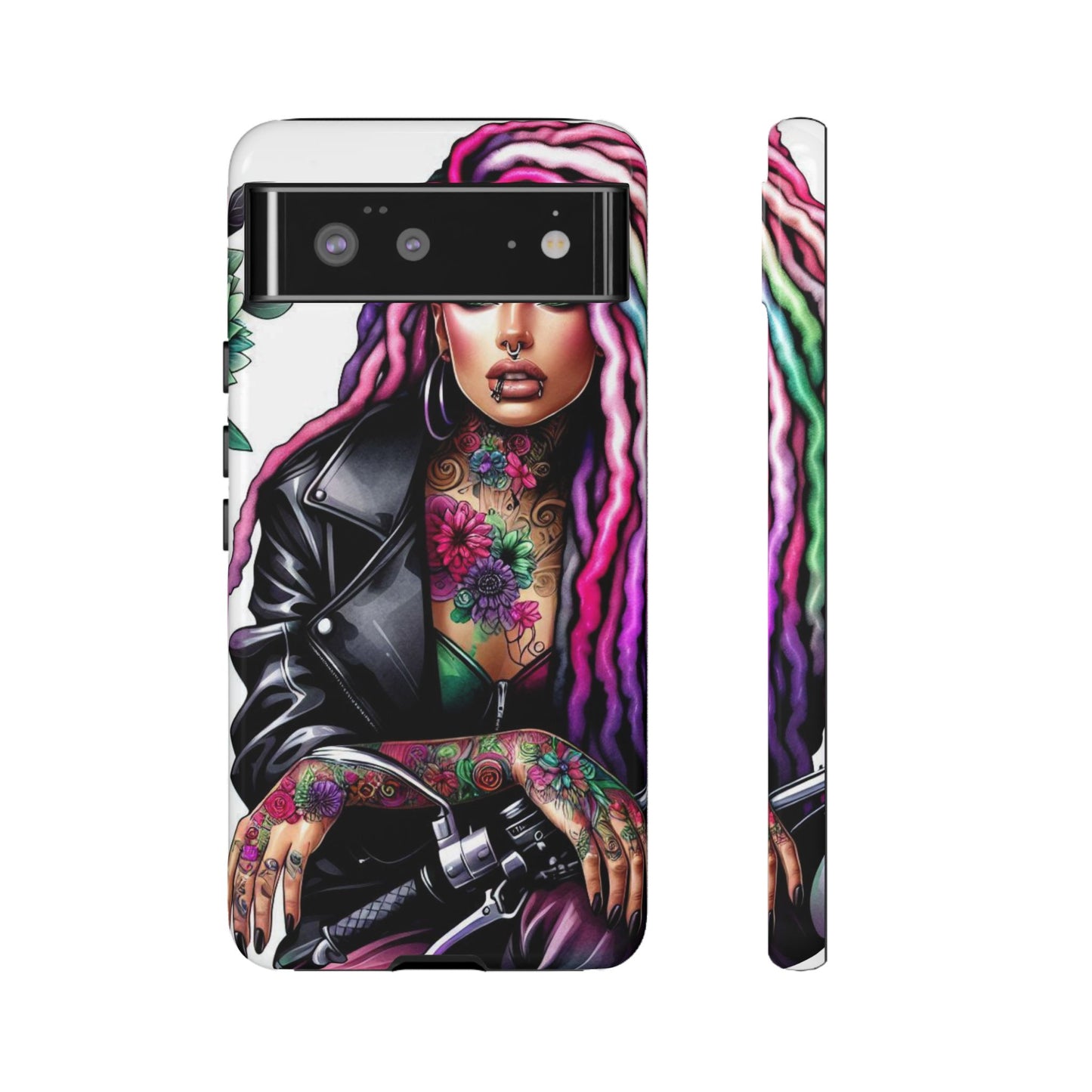 Neon Rebel – Vibrant Biker Queen Mobile Cover