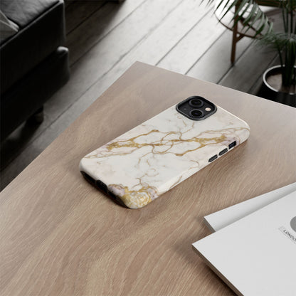 Elegant White and Gold Marble Case Design