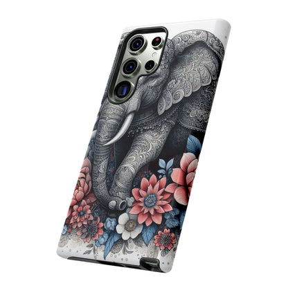 Mandala Elephant Mobile Cover – Elegant Black & White Floral Art