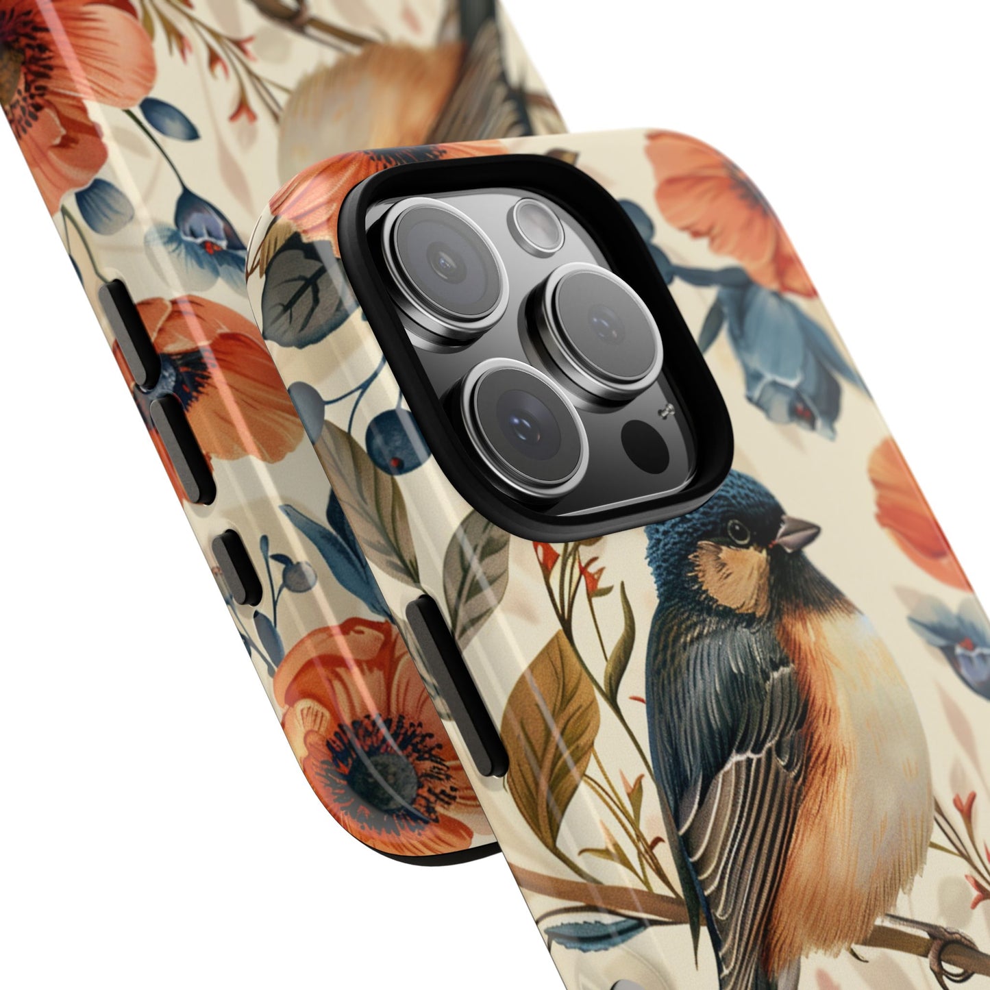 Floral Bird Phone Case - Elegant Nature-Inspired Cover for iPhone, Samsung & Google Pixel