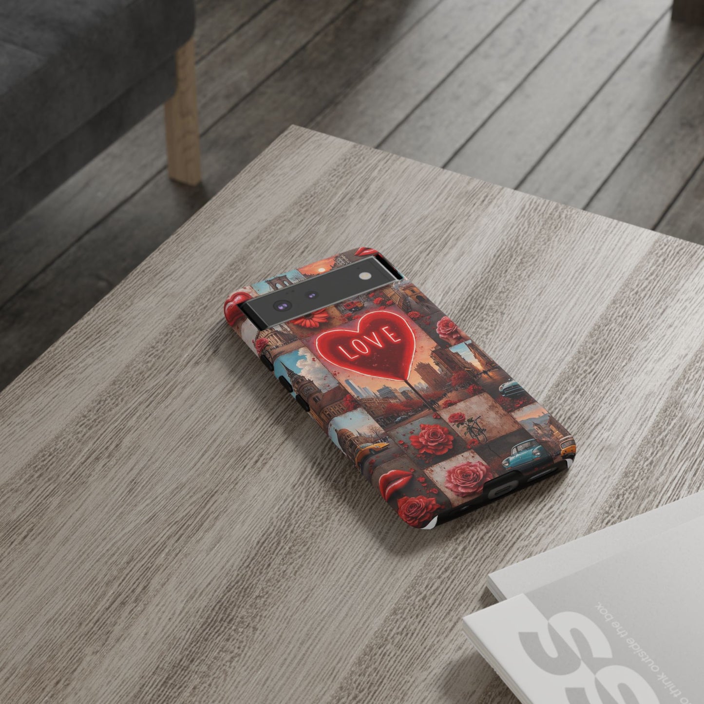 Neon Love Heart & Rose Phone Case