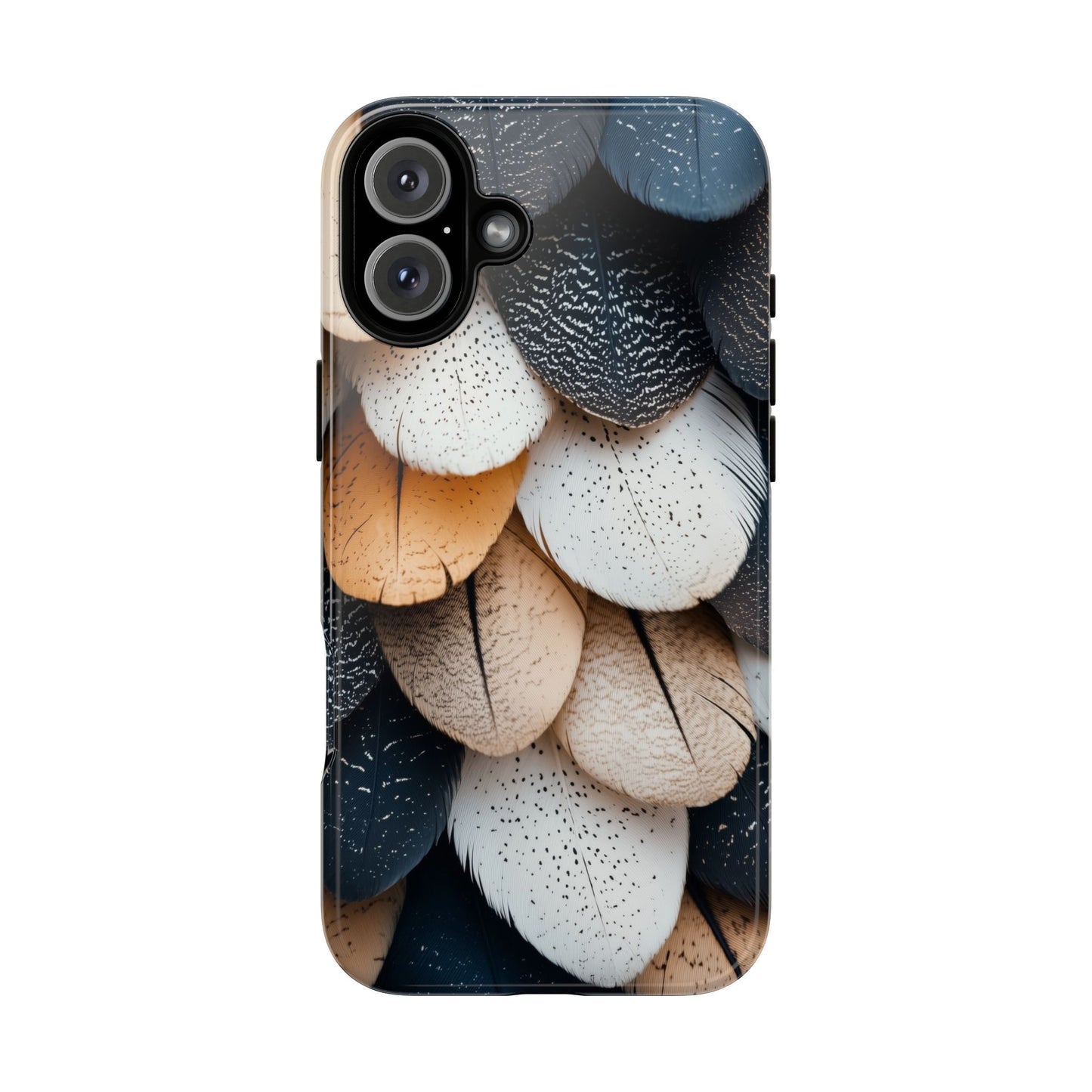 Layered Feather Elegance Phone Case – Black, White & Beige for iPhone, Samsung & Google Pixel