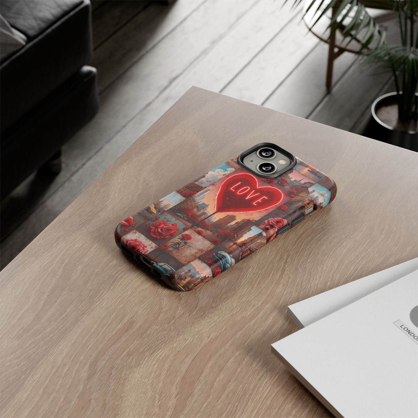 Neon Love Heart & Rose Phone Case