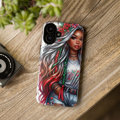 Festive Boho Queen – Holiday Glow & Candy Cane Braids Mobile Cover