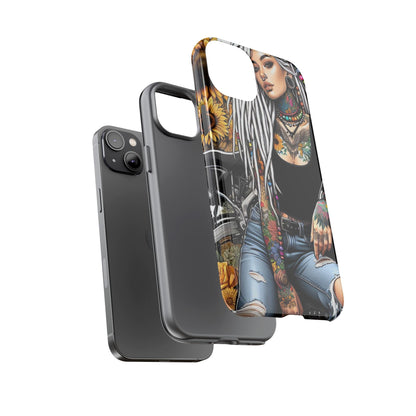Sunflower Biker Queen – Bohemian Tattooed Rebel Mobile Cover