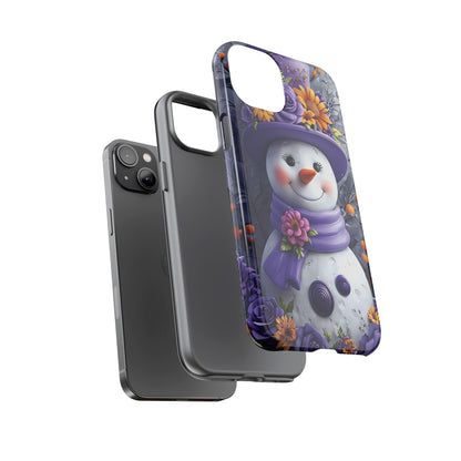 Cheerful Snowman With Colorful Floral Hat And Scarf phone case design
