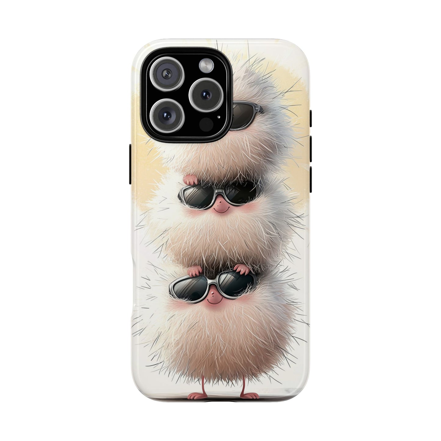 Fluffy Stack Anime Phone Case – Cute Furry Creatures with Sunglasses, Kawaii Aesthetic Design for iPhone, Samsung & Google Pixel