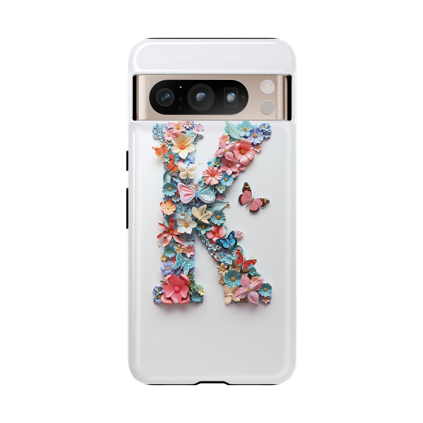 Floral Letter K Phone Case – Personalized Aesthetic Cover for iPhone, Samsung & Google Pixel