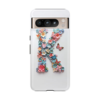 Floral Letter K Phone Case – Personalized Aesthetic Cover for iPhone, Samsung & Google Pixel