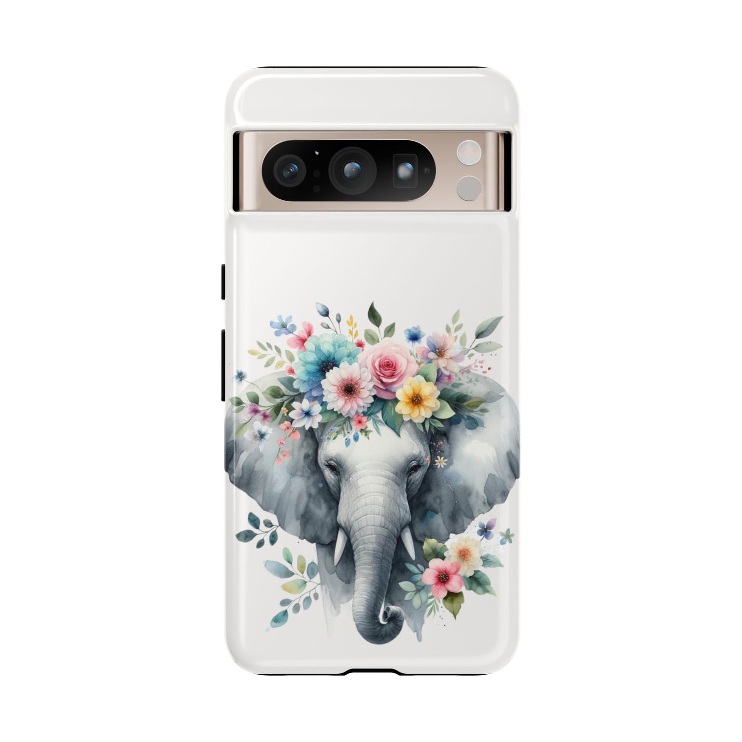 Floral Crown Elephant Mobile Cover – Elegant Watercolor Art