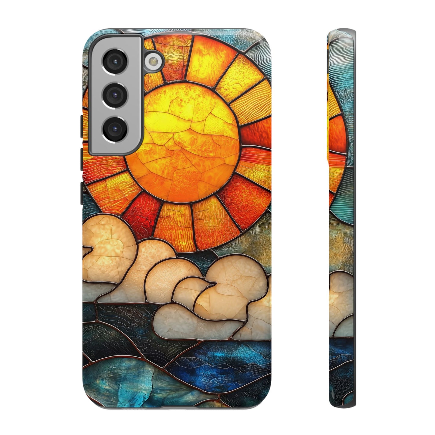 Modern Stained Glass Phone Case – Warm Tones & Abstract Landscape for iPhone, Samsung & Pixel