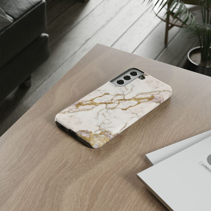Elegant White and Gold Marble Case Design