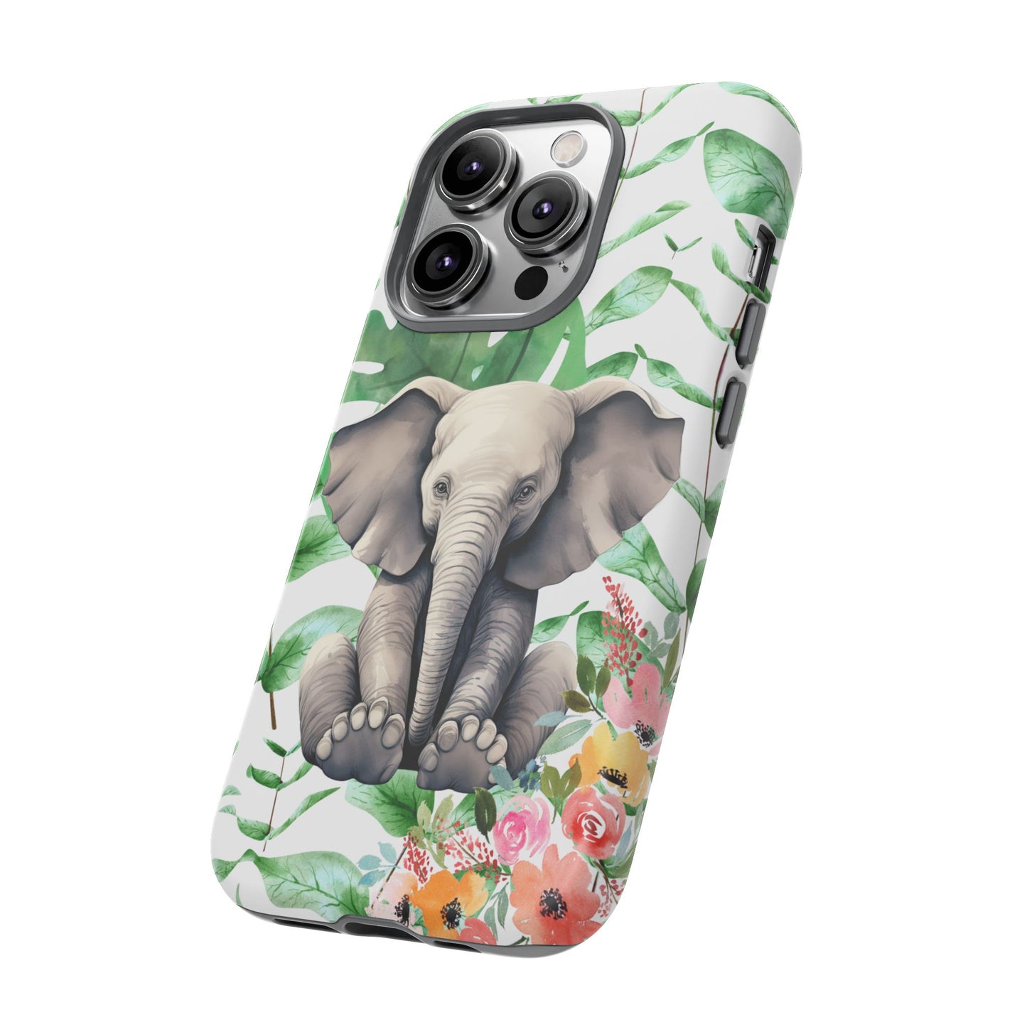 Cute Baby Elephant Mobile Cover – Floral & Tropical Aesthetic