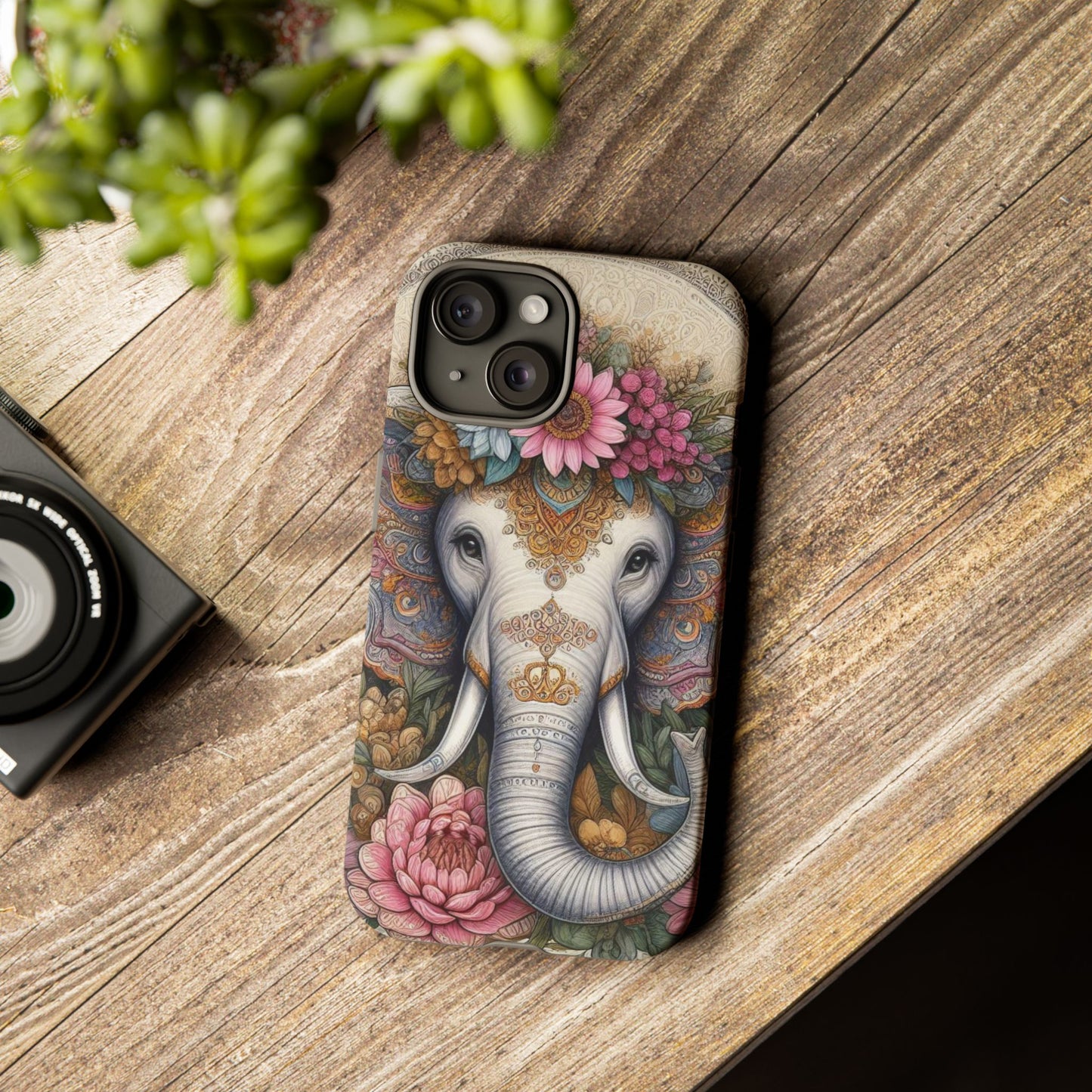 Elegant Floral Elephant Mobile Cover – Royal Mandala Art