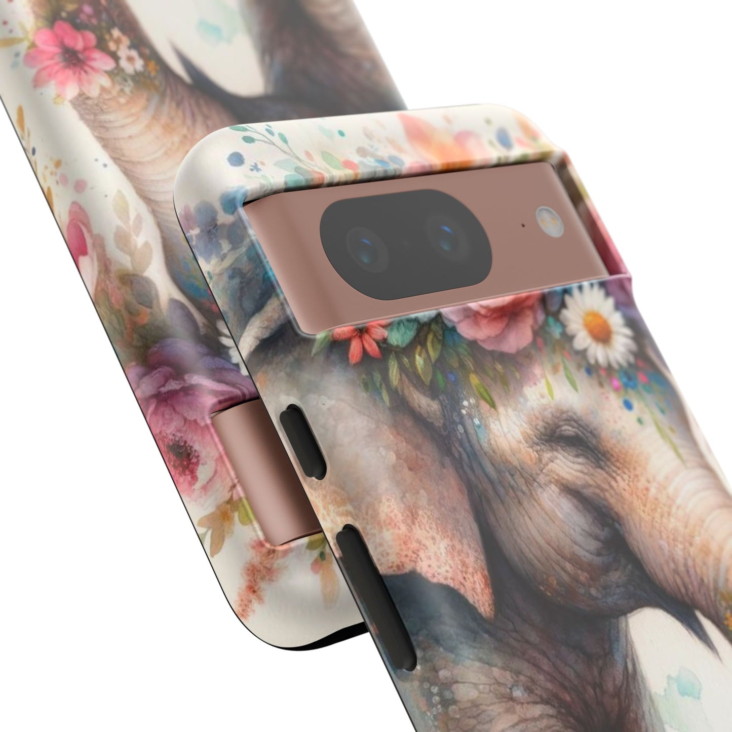 Joyful Floral Elephant Mobile Cover – Whimsical Watercolor Art