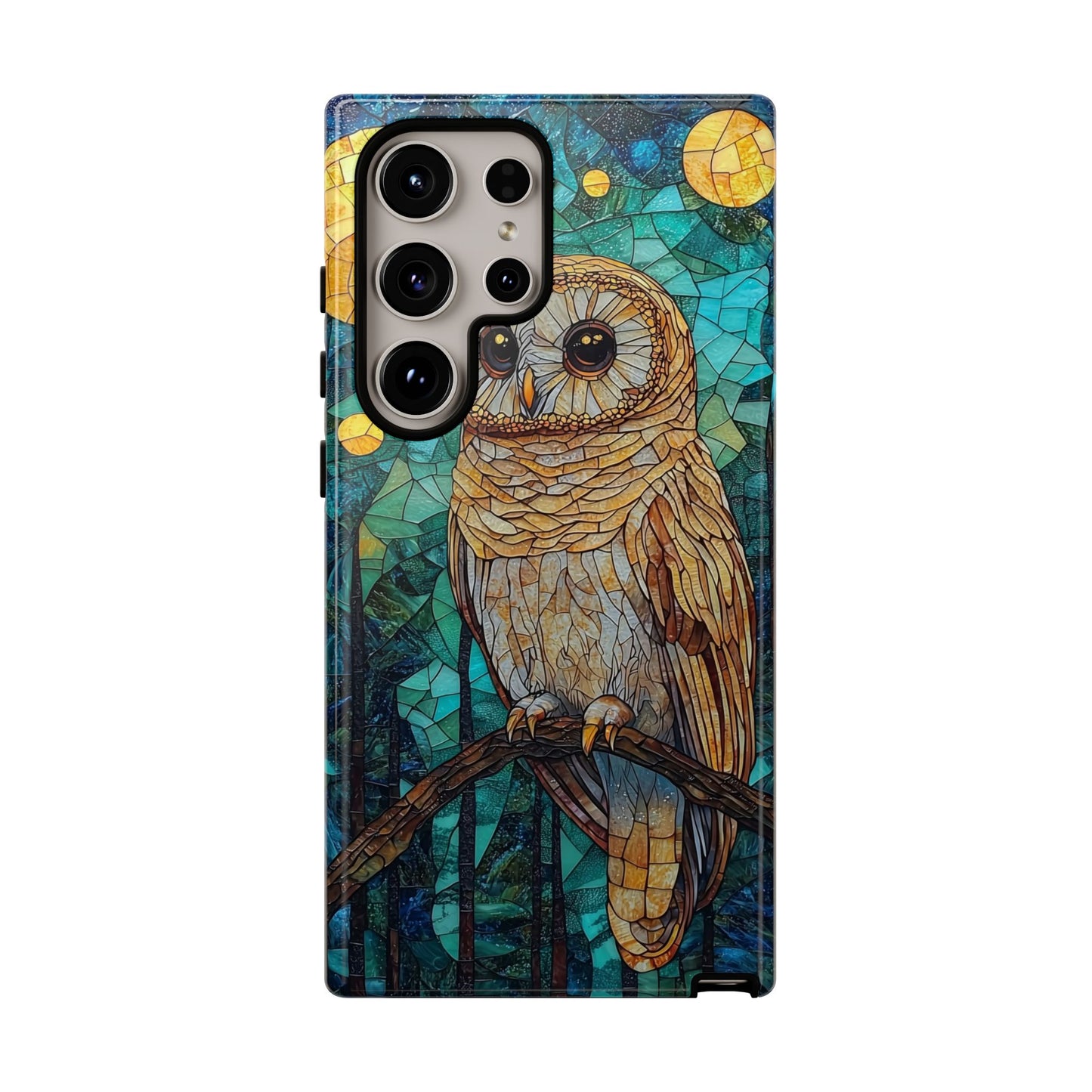 Nocturnal Wisdom – Stained Glass Owl Phone Case for iPhone, Samsung & Pixel
